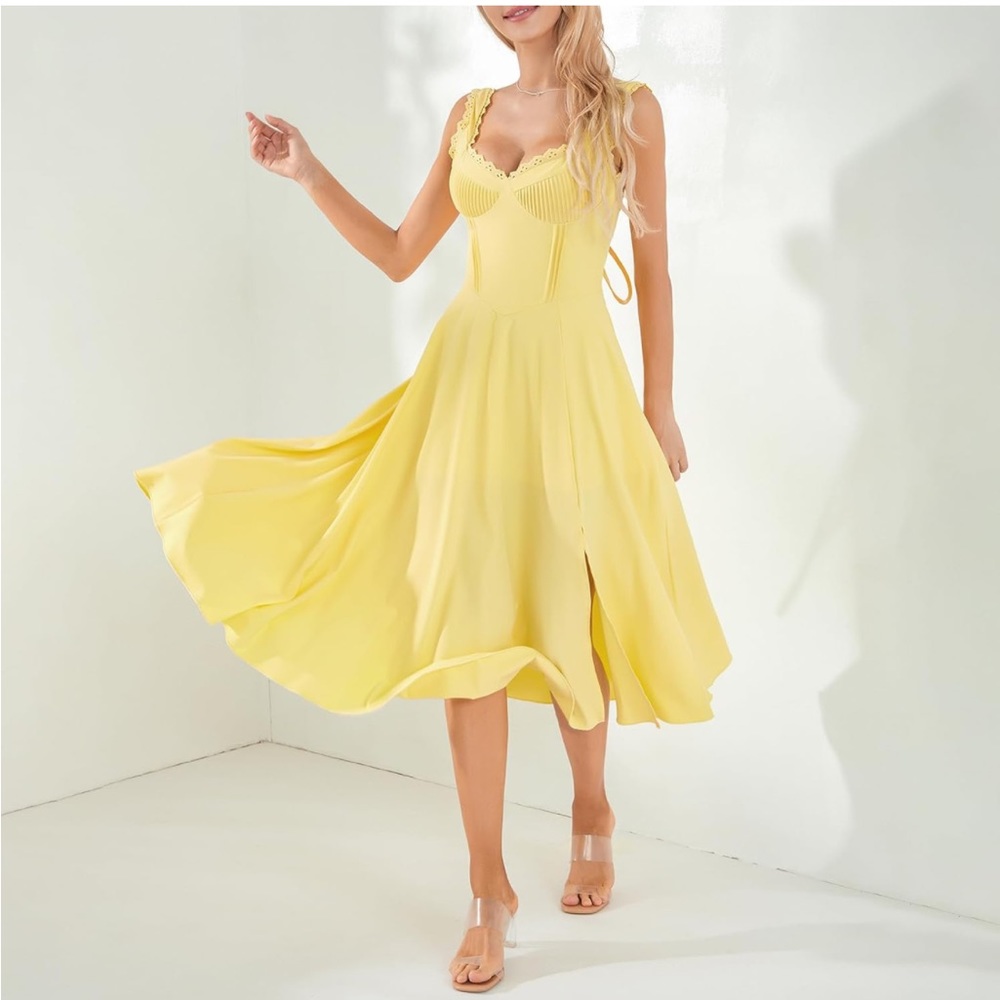 Yellow Corset Midi Dress